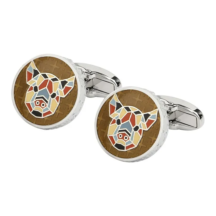MUSTKOO White Gold Plated Copper Enamel Filled Cufflinks Men's-5