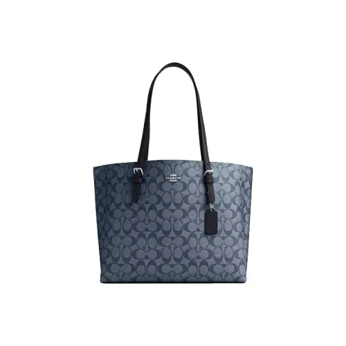 COACH Mollie PVC With Skin Tote Bag Shopping Bag Handbag Shoulder Bag Women's Midnight Marine Blue