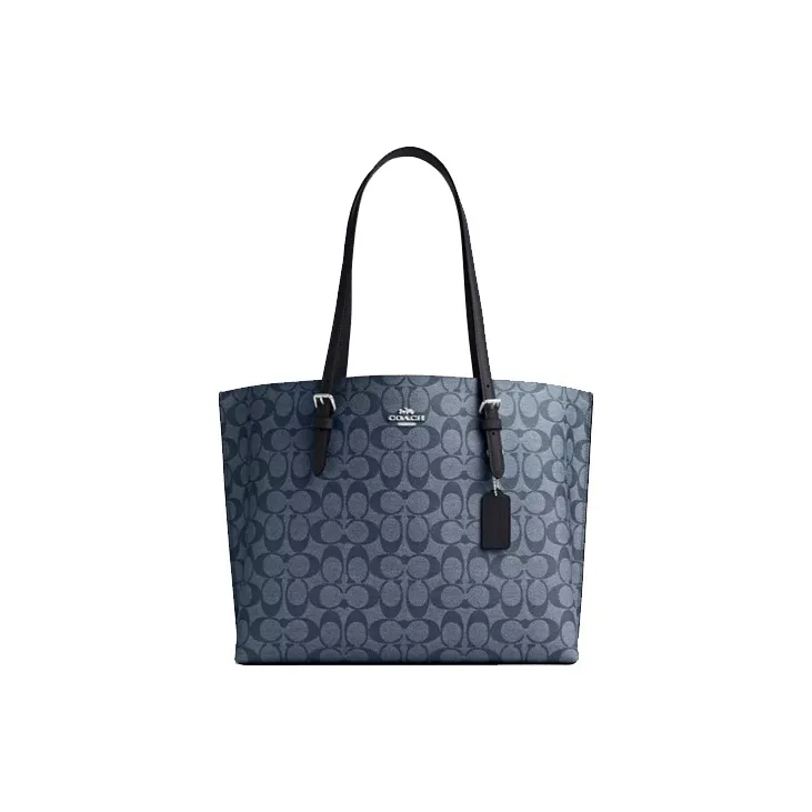 COACH Mollie PVC With Skin Tote Bag, Shopping Bag, Handbag, Shoulder Bag Women's Midnight Marine Blue-0