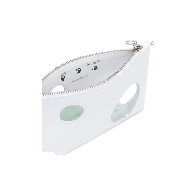 OFF-WHITE Genuine Leather Clutch Bag Over The Shoulder Women's White-2