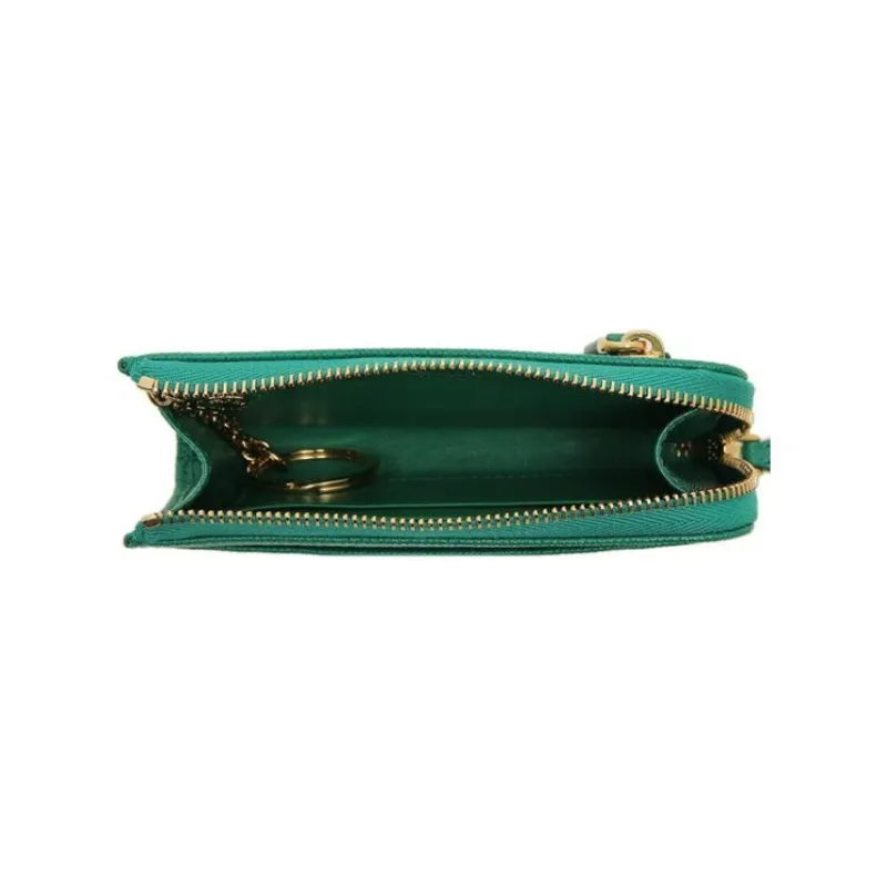 PRADA Leather Wallet Key Pouch Women's Green-5