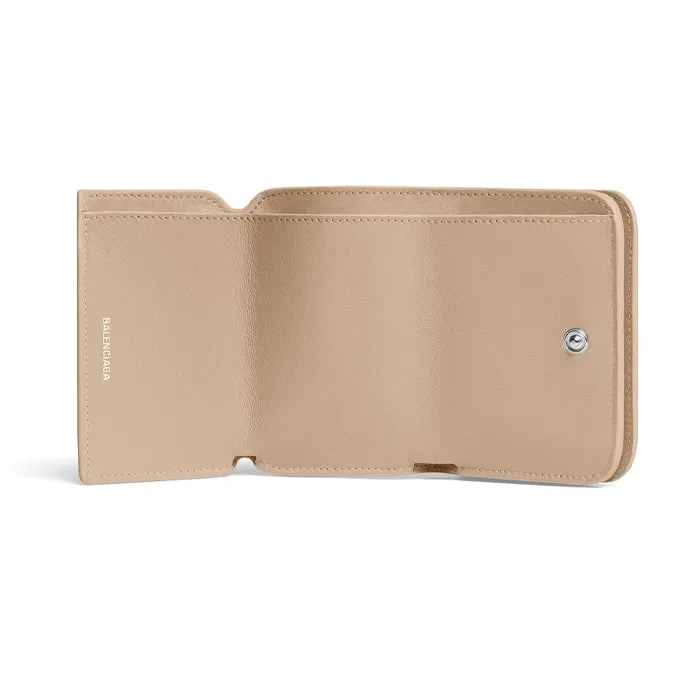 Balenciaga Grained Calfskin Wallet Mini Women's Beige-2