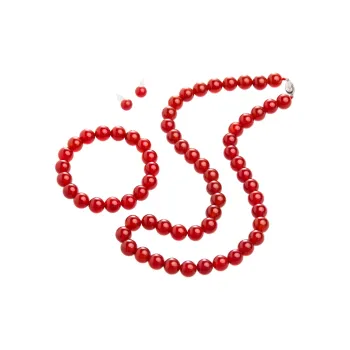 Linguanying Agate Stud Earrings, Beaded Bracelet, And Necklace Three Piece Set Women's