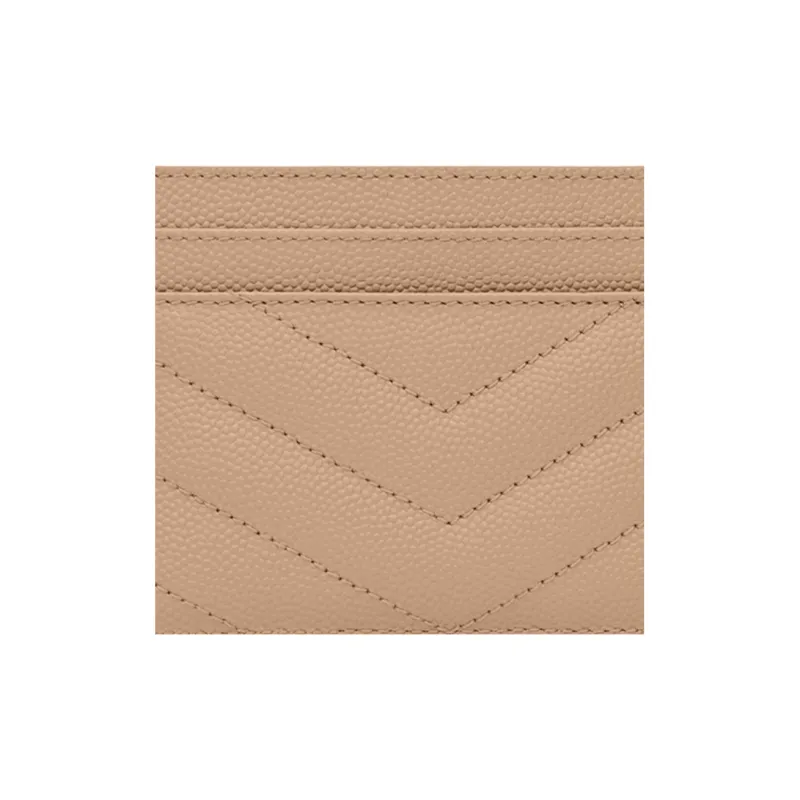 SAINT LAURENT Monogram Quilting Cow Leather Card Holder Card Holder Women's Dark Beige-3