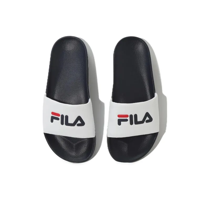 FILA DRIFTER Rubber Sole Abrasion Resistant Slide Slippers Unisex White Black Korean Style-3