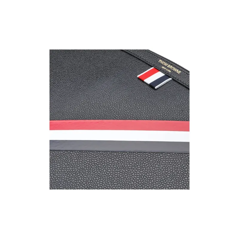 THOM BROWNE· Leather Coin Purse Clutch Medium Size Men's Black-2