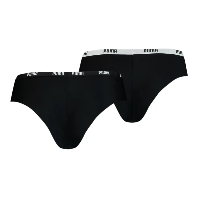 PUMA Women's Microfiber Brazilian 2 Pack Underpants Women's 2 Pack Black-1