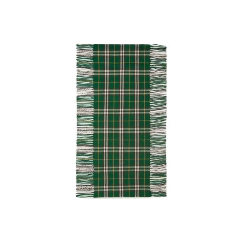 Burberry Checked Cashmere Fringed Scarf-0