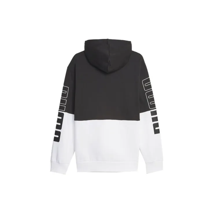 PUMA Hoodie Color Block POWER Homme Sweatshirt Men's Black White-1