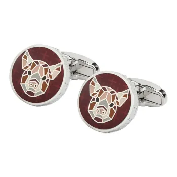 MUSTKOO White Gold Plated Copper Enamel Filled Cufflinks Men's