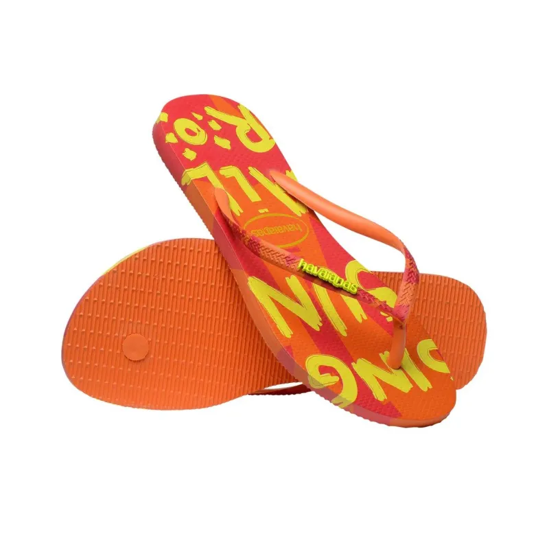 Havaianas Slim Summer Rubber Sole Slide Slippers Women's Pumpkin Orange-4