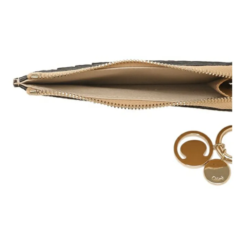 Chloe Leather Coin Purse Unisex Beige-5