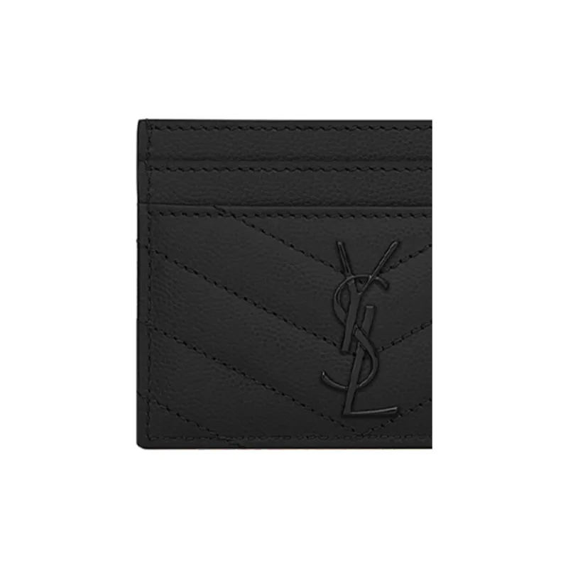 SAINT LAURENT Quilting Leather Card Holder Women's Black-4