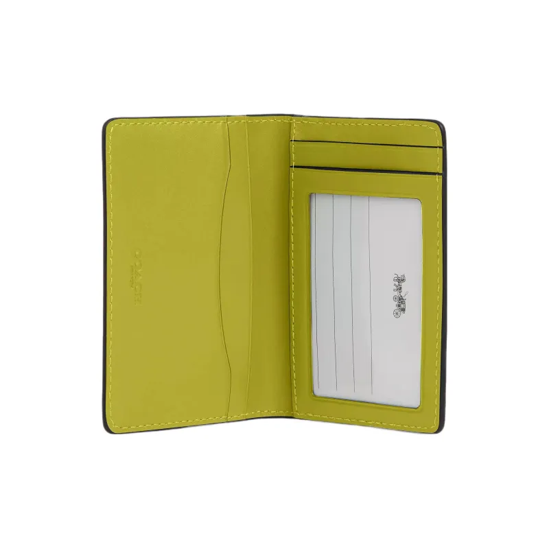 COACH Refined Pebbled Leather With Refined Calfskin Wallet Women's Black Antique Nickel Metal With Yellow Crystal-1