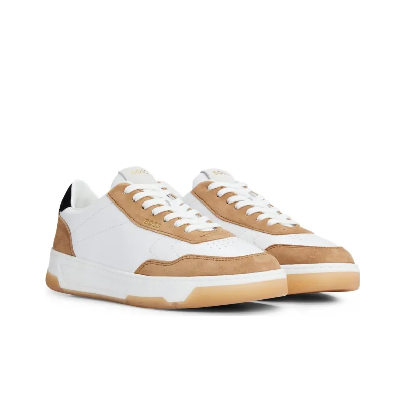 HUGO BOSS Wear-Resistant Low-Top Skateboard Shoes Women's White Brown-1