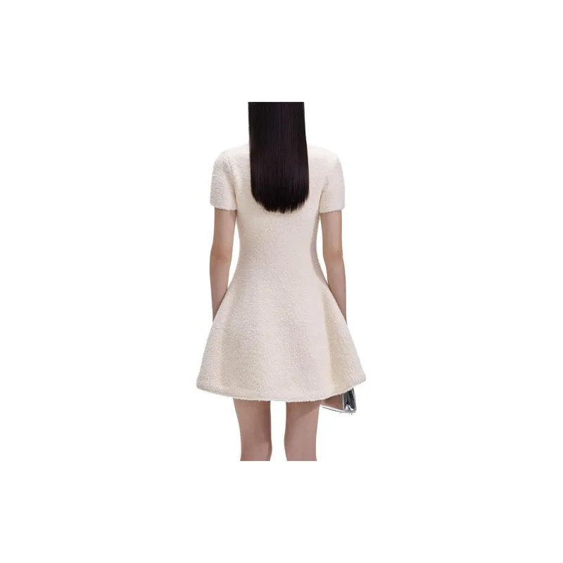 Self portrait Short Sleeved Dresses Women's Ivory White-1