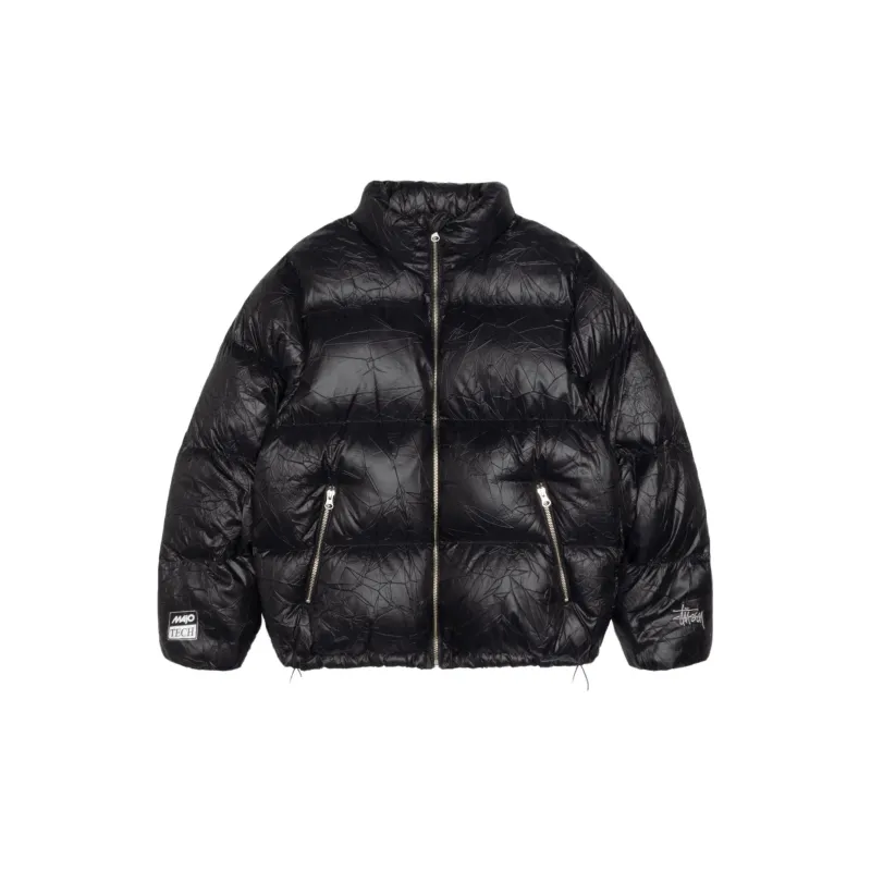 Stussy Wrinkled Nylon Down Puffer Jacket Black M - POIZON