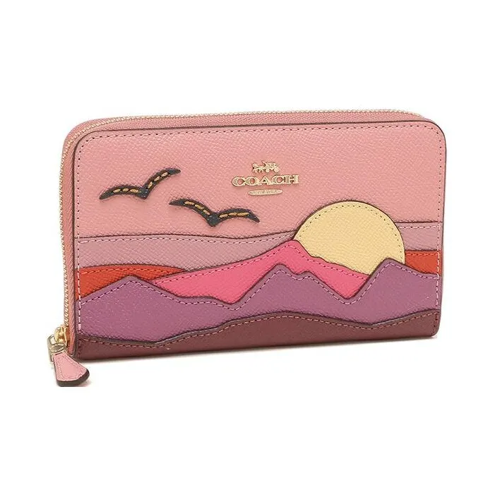 COACH Leather Wallet Medium Size Unisex Light Blush Multicolor-1