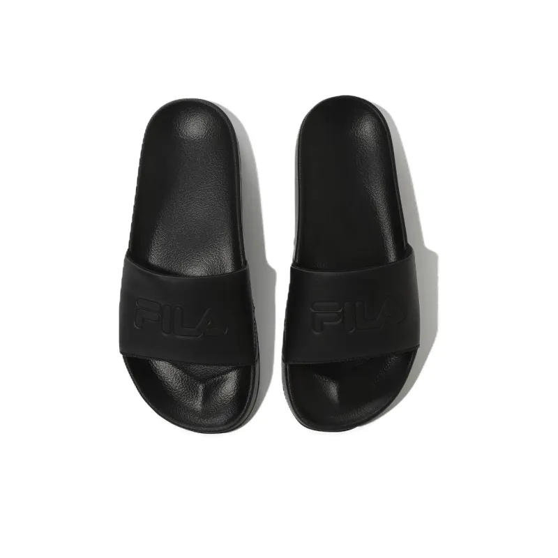 FILA DRIFTER Rubber Sole Abrasion Resistant Slide Slippers Unisex Black Korean Style-3