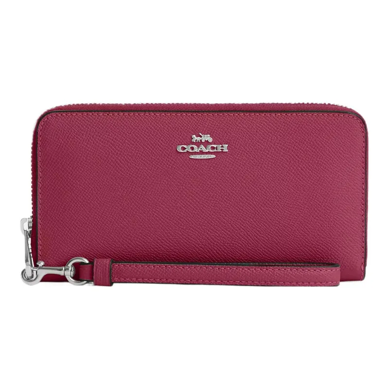 COACH Zip Around Cross-Stitch Leather Wallet Women's Bright Purple-0