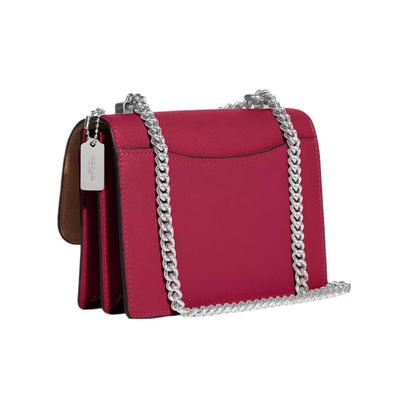 COACH Klare Cross Grain Leather Shoulder Bag, Crossbody Bag Small Size Women's Silver & Bright Purple-1