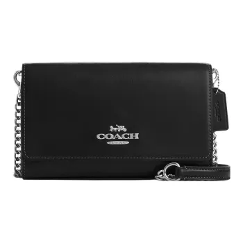 COACH Crossbody Refined Calfskin Envelope Bag, Shoulder Bag, Crossbody Bag Trumpets Women's Silver & Black