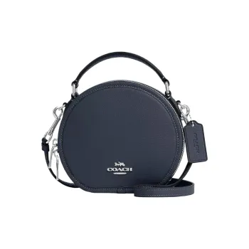 COACH Canteen Refined Pebbled Leather Handbag, Shoulder Bag, Crossbody Bag Small Size Women's Silver & Denim Blue