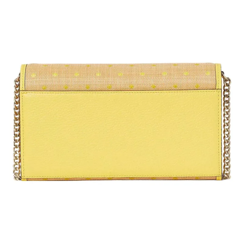 Kate Spade Roulette Raffia Finish One Shoulder Crossbody Clutches Women's Yellow-2