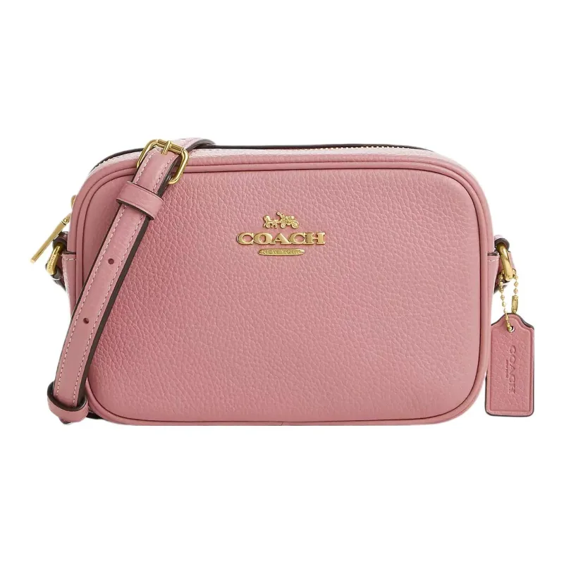 COACH Jamie Leather Shoulder Bag, Crossbody Bag Small Size Women's Gold & True Pink-0