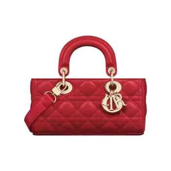 DIOR Lady D-JOY Lambskin Dior Bag Shoulder Bag Crossbody Bag Handbag Small Size Women's Red