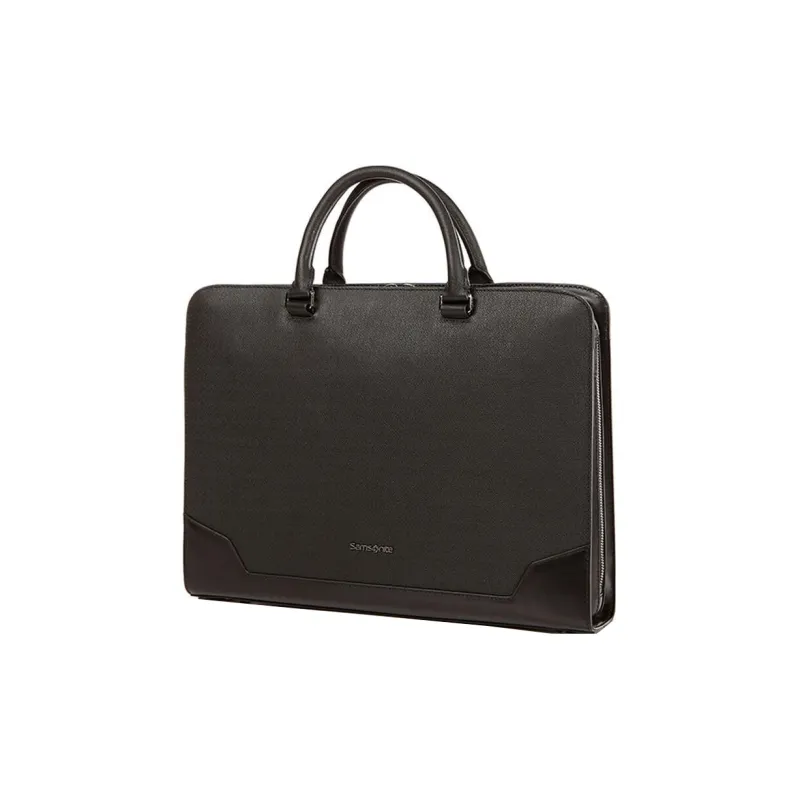 SAMSONITE Natural Cow Leather Briefcase Shoulder Bag Crossbody Bag Handbag Men's Black-1