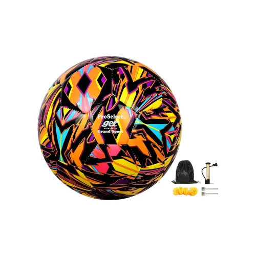 ProSelect x QUNYINGHUIXILIE Size 5 Soccer PU Machine Stitched Soccer Ball Unisex Black Orange Yellow