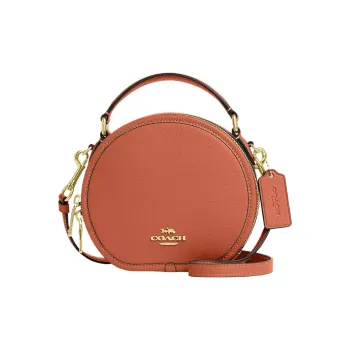 COACH Canteen High-Quality Pebbled Leather Handbag Shoulder Bag Crossbody Bag Small Size Women's Sunset Brown