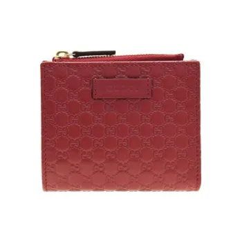 GUCCI Leather Wallet Women's Red
