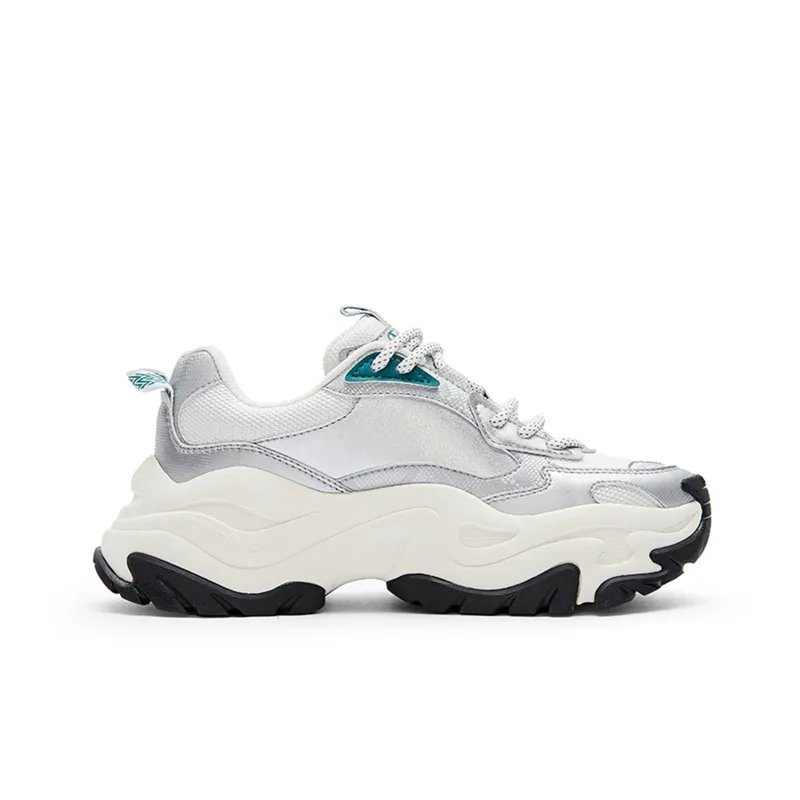 Champion Anti-Slip Wear-Resistant Low-Top Chunky Sneakers Women's Silver-1