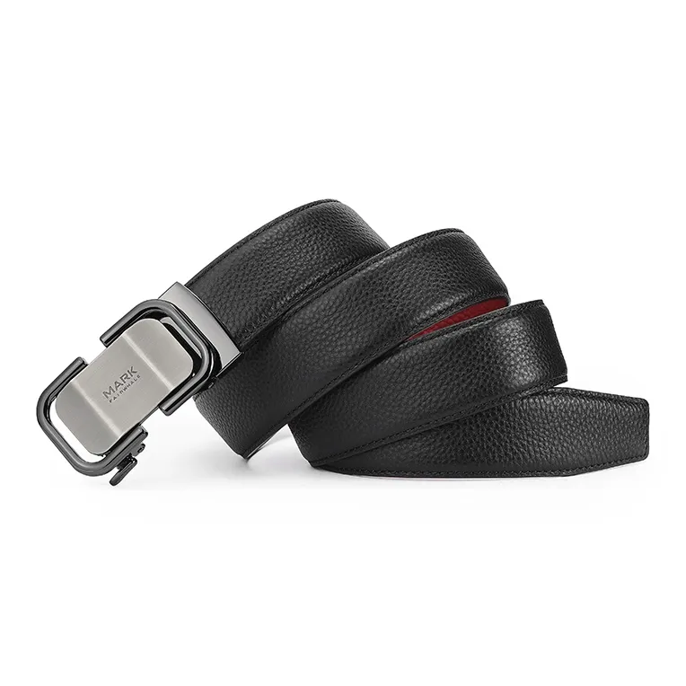 FAIRWHALE Slip on Embossed Automatic Buckle Durable Leather Belts Men's Width 3.5CM-2