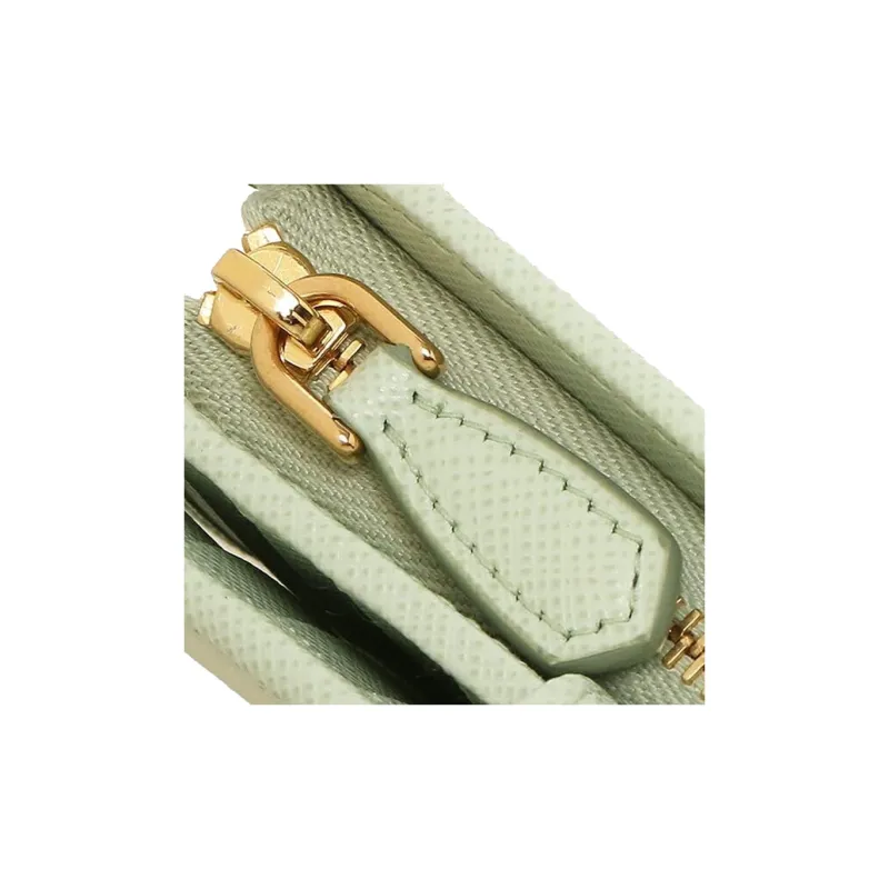 PRADA Saffiano Leather Wallet Women's Light Green-6