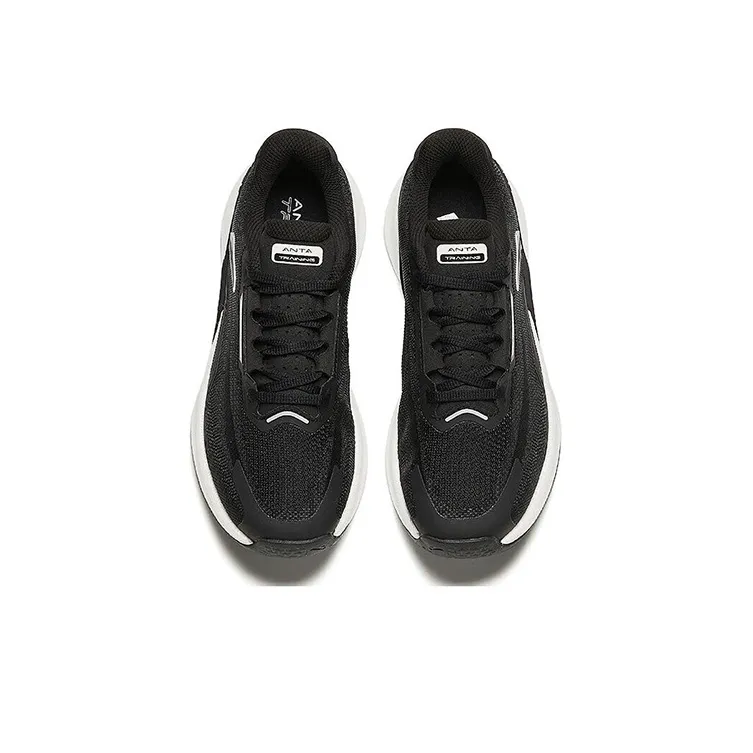 Anta Ignite Wear Resistant Slip Resistant Low Top Running Shoes Women's Black White-2