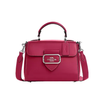 COACH Morgan Premium Calfskin Shoulder Bag Crossbody Bag Handbag Small Size Women's Silver & Bright Purple