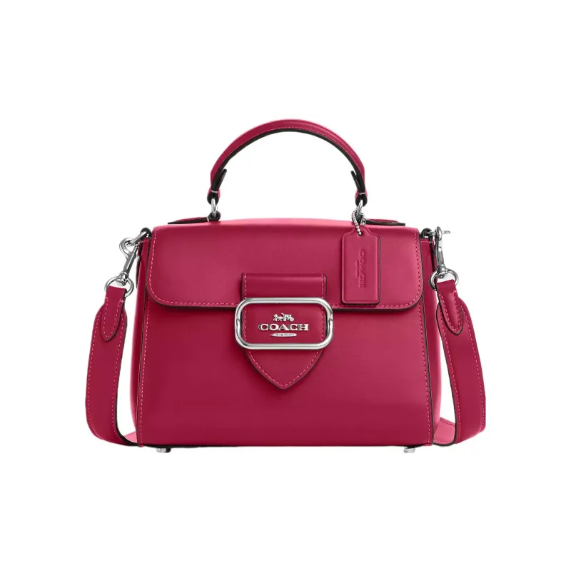 COACH Morgan Premium Calfskin Shoulder Bag Crossbody Bag Handbag Small Size Women's Silver & Bright Purple-0