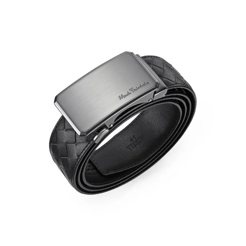 FAIRWHALE Woven Alloy Automatic Buckle Leather Belts Men's Width 3.5CM-2