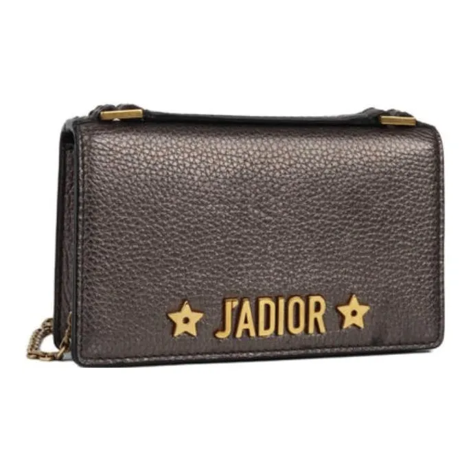 DIOR Grained Cow Leather Shoulder Bag Crossbody Bag Wallet Women's Gray-1