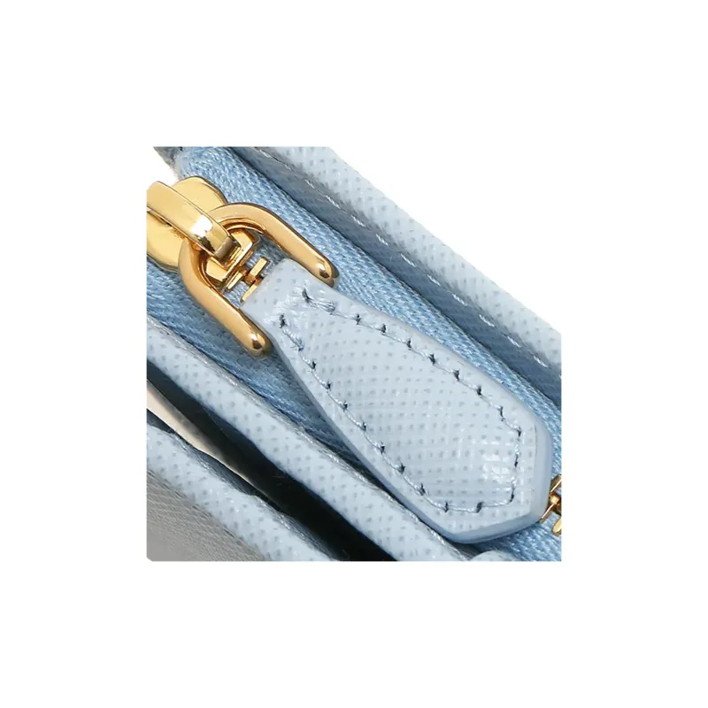 PRADA Saffiano Leather Wallet Small Size Women's Light Blue-6