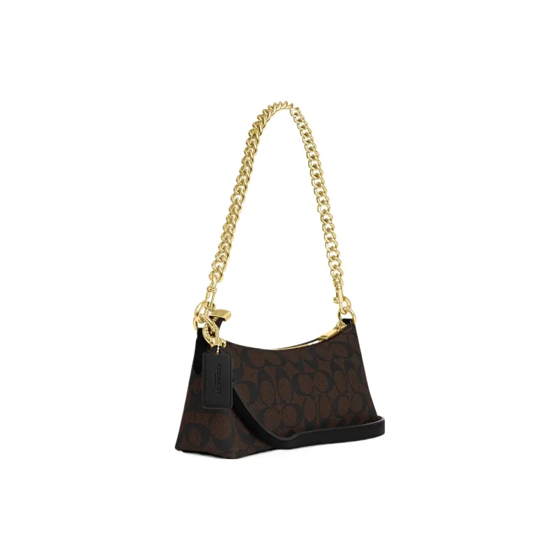 COACH Charlotte PVC Baguette Bag Handbag Shoulder Bag Women's Gold & Brown Black-1