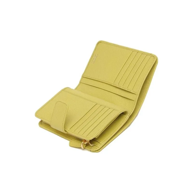 PRADA Saffiano Leather Wallet Women's Yellow-3