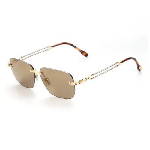 FRED Metal Irregular Shape Sunglasses Men's Gold