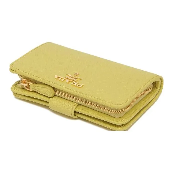 PRADA Saffiano Leather Wallet Women's Yellow-5