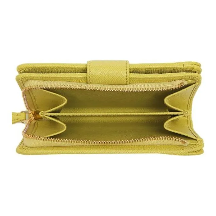 PRADA Saffiano Leather Wallet Women's Yellow-4