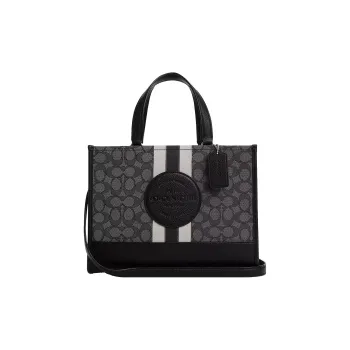 COACH Dempsey Jacquard With Leather One Shoulder Handbags Large Size Women's Silver & Black Smoke Multicolor