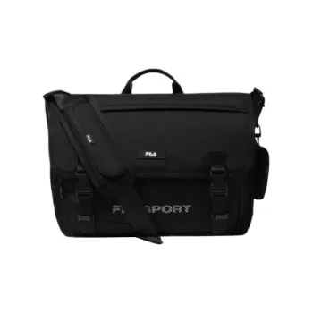 FILA Nylon Messenger Bag, Crossbody Bag, Shoulder Bag Medium Size Unisex Black